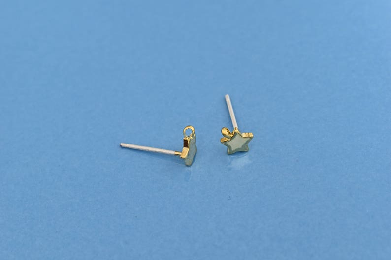 16K gold plated brass Side facing loop SME-05G Star earring post Geometric earring post Nickel free Silver post 2pcs Palladium