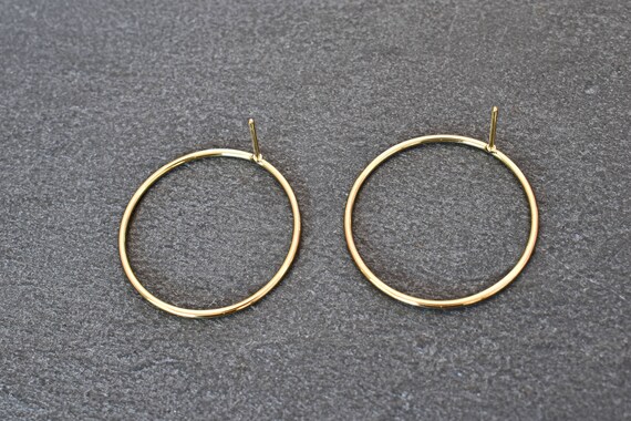 Thin single ring earring post EM-54G 2pcs 30x1.2mm 16K | Etsy