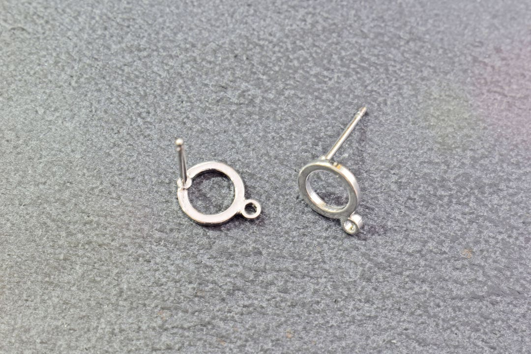 Geometric Earring Post, EM34R, 2pcs, Circle Earring Post, Original