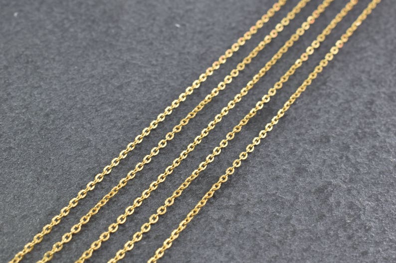 Surgical steel chain, SS-01G, 1m, 230SF chain, Stainless steel chain, 16K gold plating by vacuum, Electropolishing finished image 1