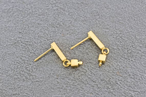 16K shiny gold plated brass Palladium Heart earring post Geometric earring post Nickel free plating EY-03G Nickel free post 2pcs