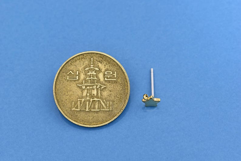 16K gold plated brass Side facing loop SME-05G Star earring post Geometric earring post Nickel free Silver post 2pcs Palladium