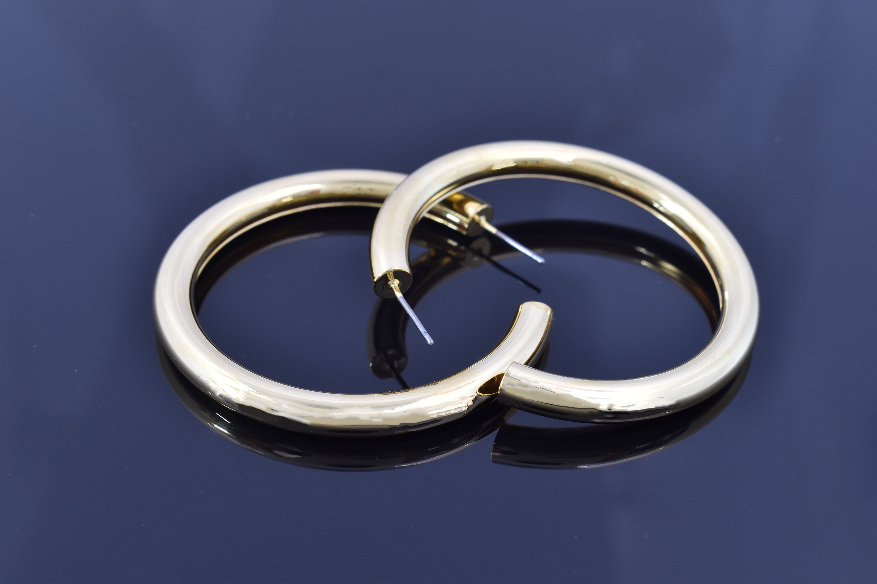 Pipe Earring Postlarge ESH12G 2pcs 50x5mm 16K Gold Etsy