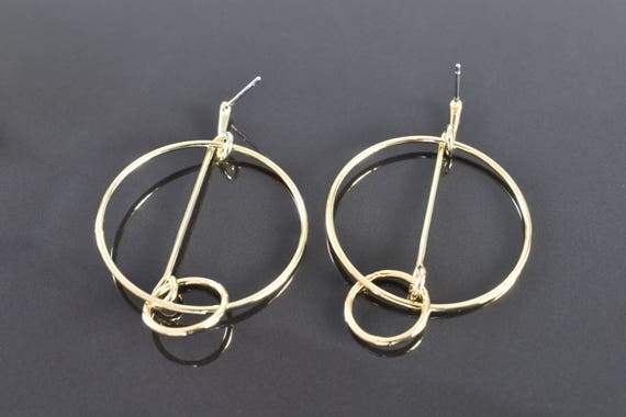 16K shiny gold plated brass Palladium Heart earring post Geometric earring post Nickel free plating EY-03G Nickel free post 2pcs