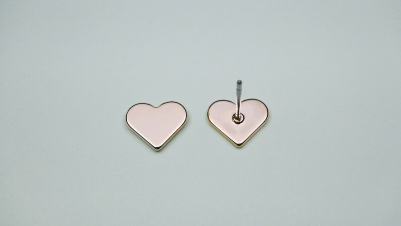 16K shiny gold plated brass Palladium Heart earring post Geometric earring post Nickel free plating EY-03G Nickel free post 2pcs