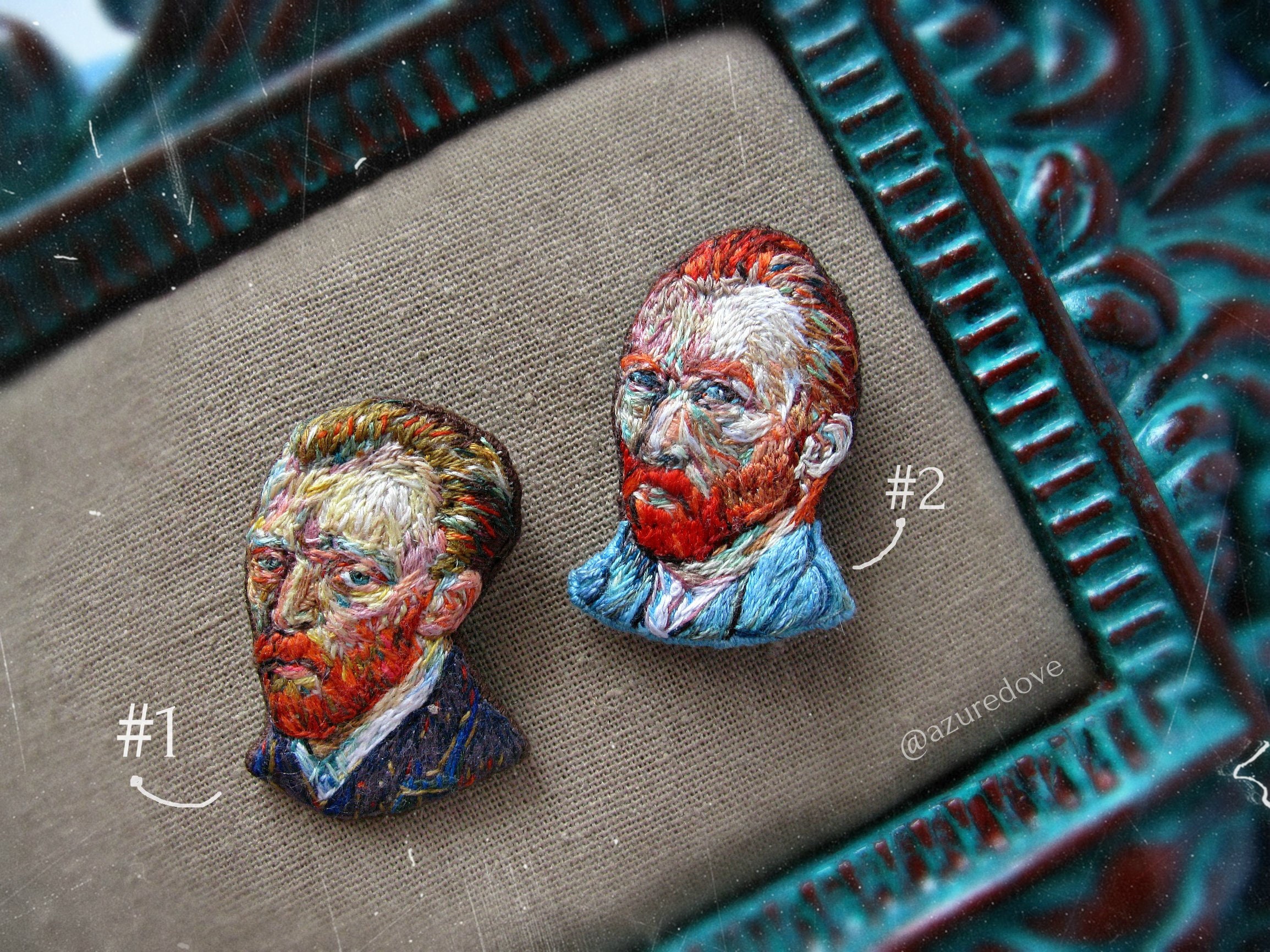 Van Gogh brooch embroidery selfportrait art embroidery Etsy