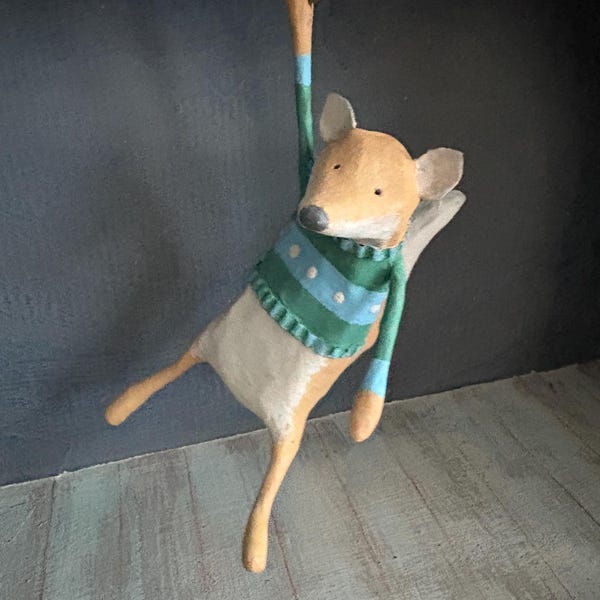 Décorations de renard à suspendre en papier mâché