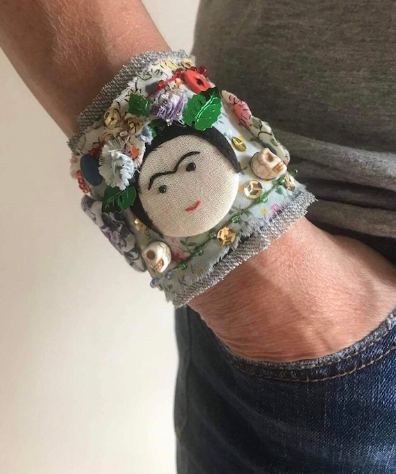 Frida Kahlo Wearable Art Fabric Cuff Bracelet Frida Kahlo Etsy