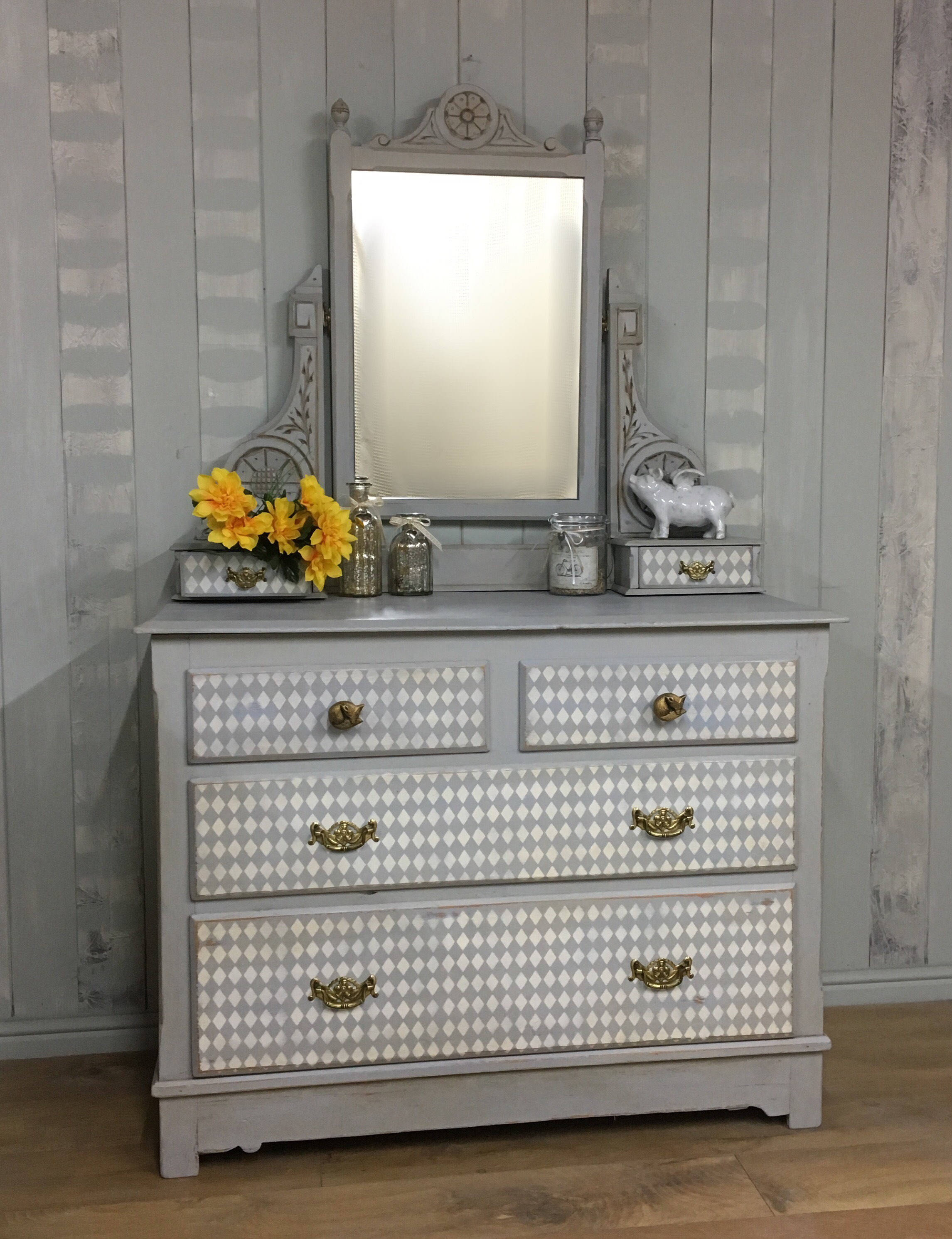 Rustic Chest Of Drawers Antique Dresser Grey Furniture Hand Etsy