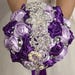 Lavender Purple Mixed Satin Rose Bouquet Crystal Rhinestone Bridal Bouquet Bridesmaid Bouquet Brooch Bouquet Wedding Flowers 