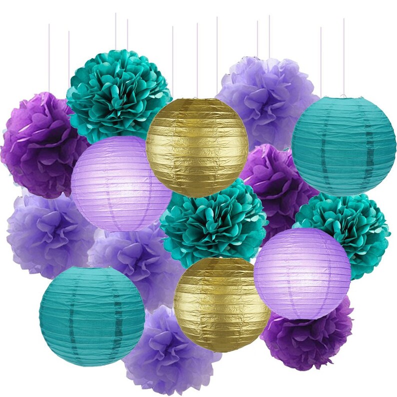 18pcs Mermaid Party Decoration Teal Lavender Purple Gold Etsy