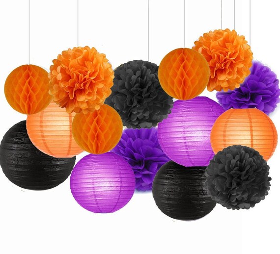 15pcs Happy Halloween Decorations Kit Black Orange Purple Etsy