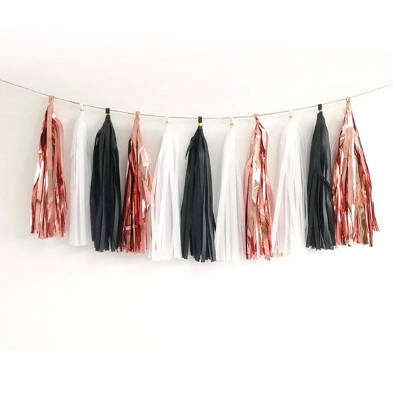 gold and white tassel garland