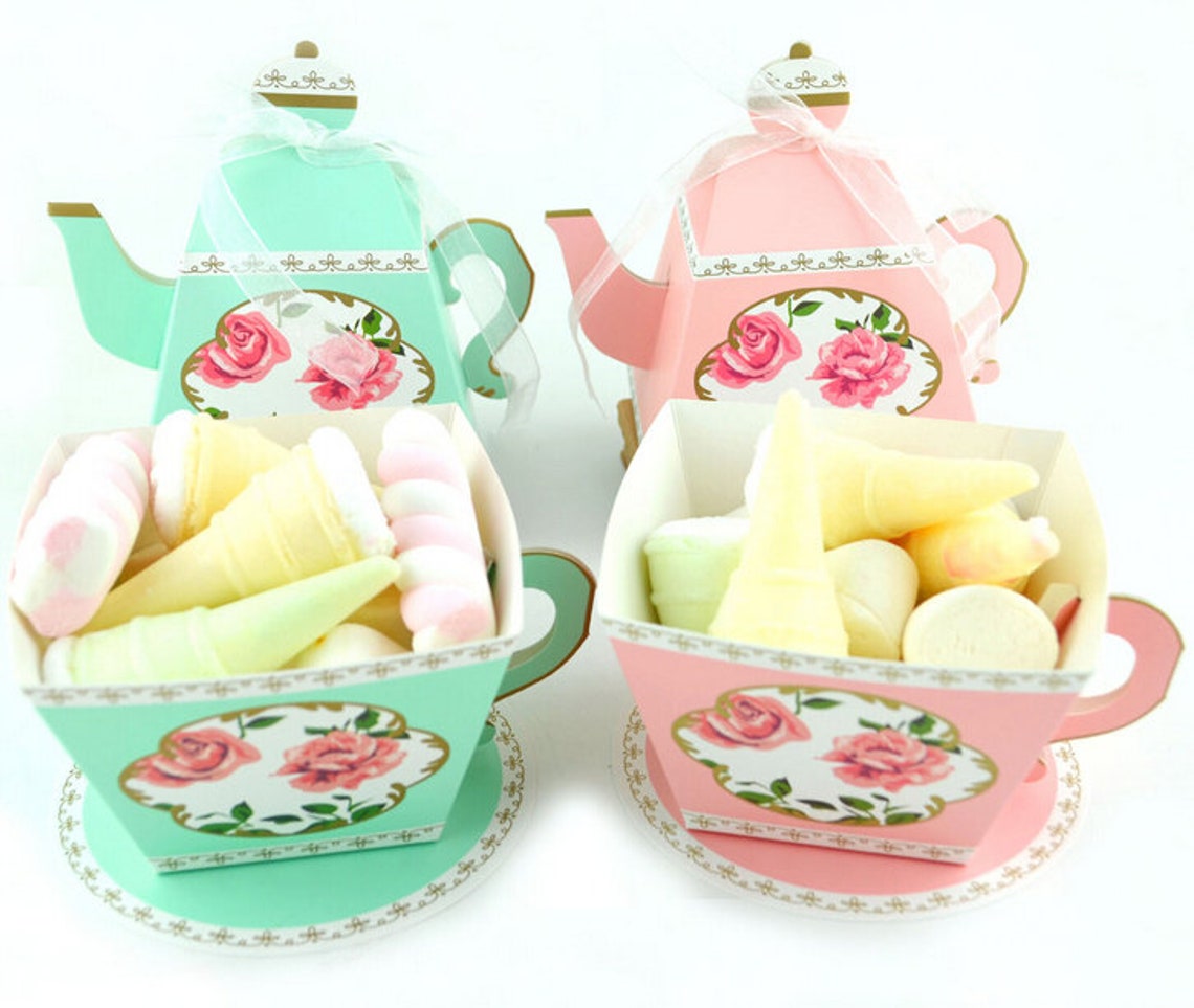 50pcs Teacup Favor Boxes Tea Time Cake Boxes Vintage Wedding Etsy