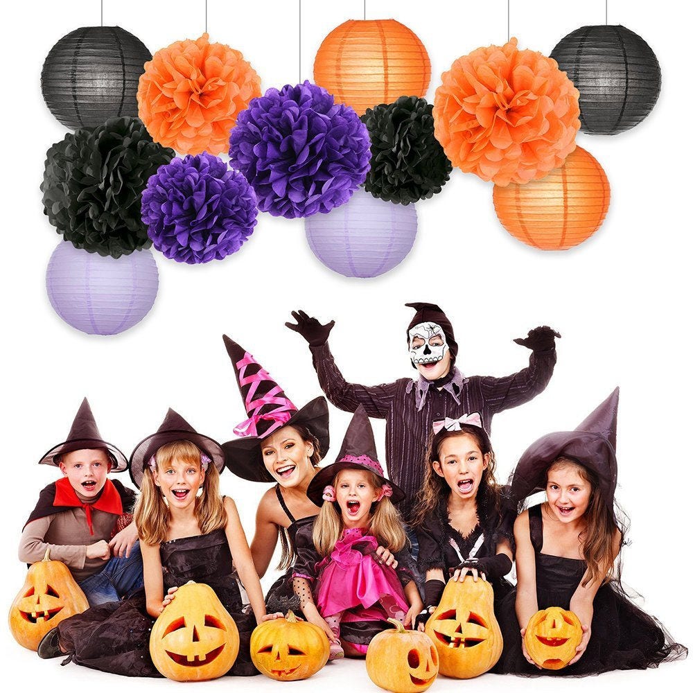 12pcs Happy Halloween Decorations Kit Black Orange Purple Etsy
