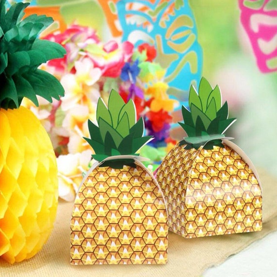 50-Pineapple Favor Box Sweet Bag Candy Gift Box Hawaiian Wedding Party Decor New
