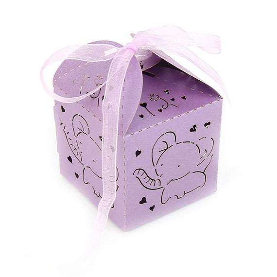 50pcs Purple Elephant Baby Shower Favor Boxes Laser Cut Paper Etsy