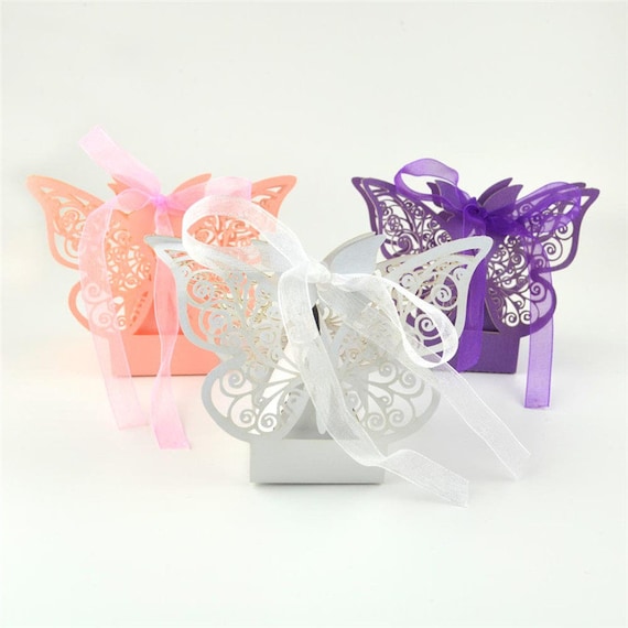 40x Lilac butterfly laser cut cupcake wrappers wedding party favour decoration