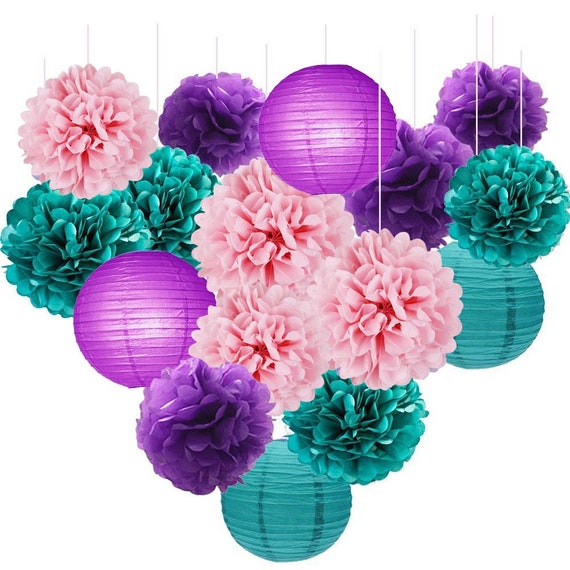16pcs Mermaid Party Decoration Purple Teal Pink Tissue Paper Etsy