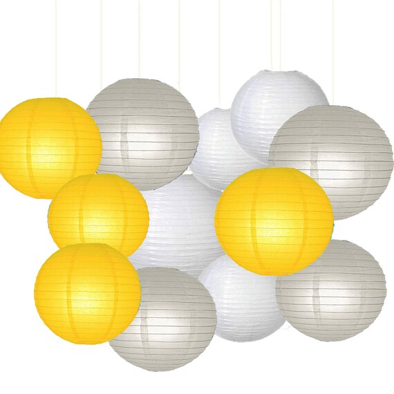 yellow and white paper lanterns