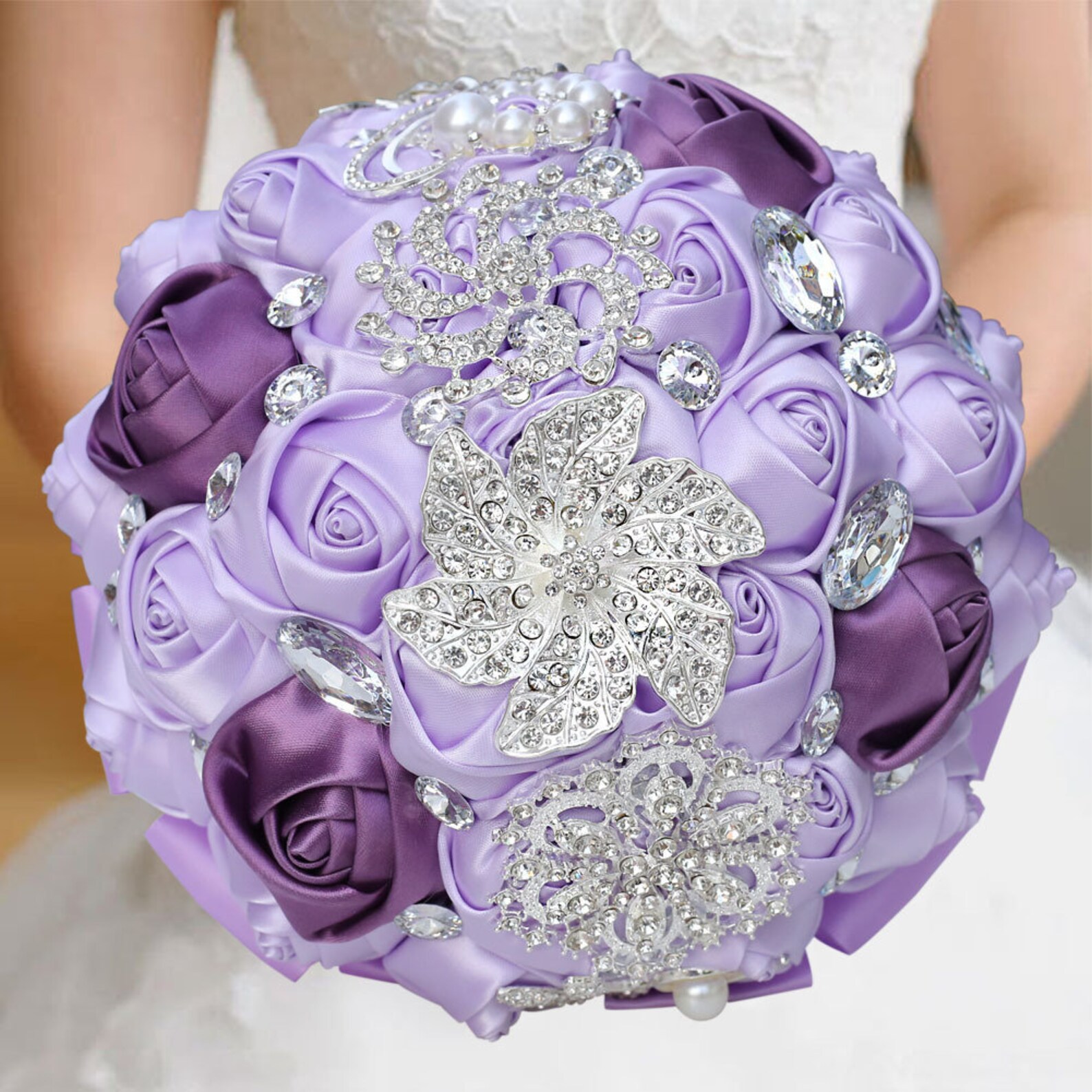 Purple Silk Wedding Bouquet Bridal Bouquet Flowergirl Pose Etsy