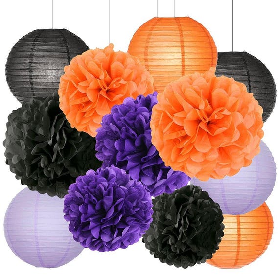 12pcs Happy Halloween Decorations Kit Black Orange Purple Etsy