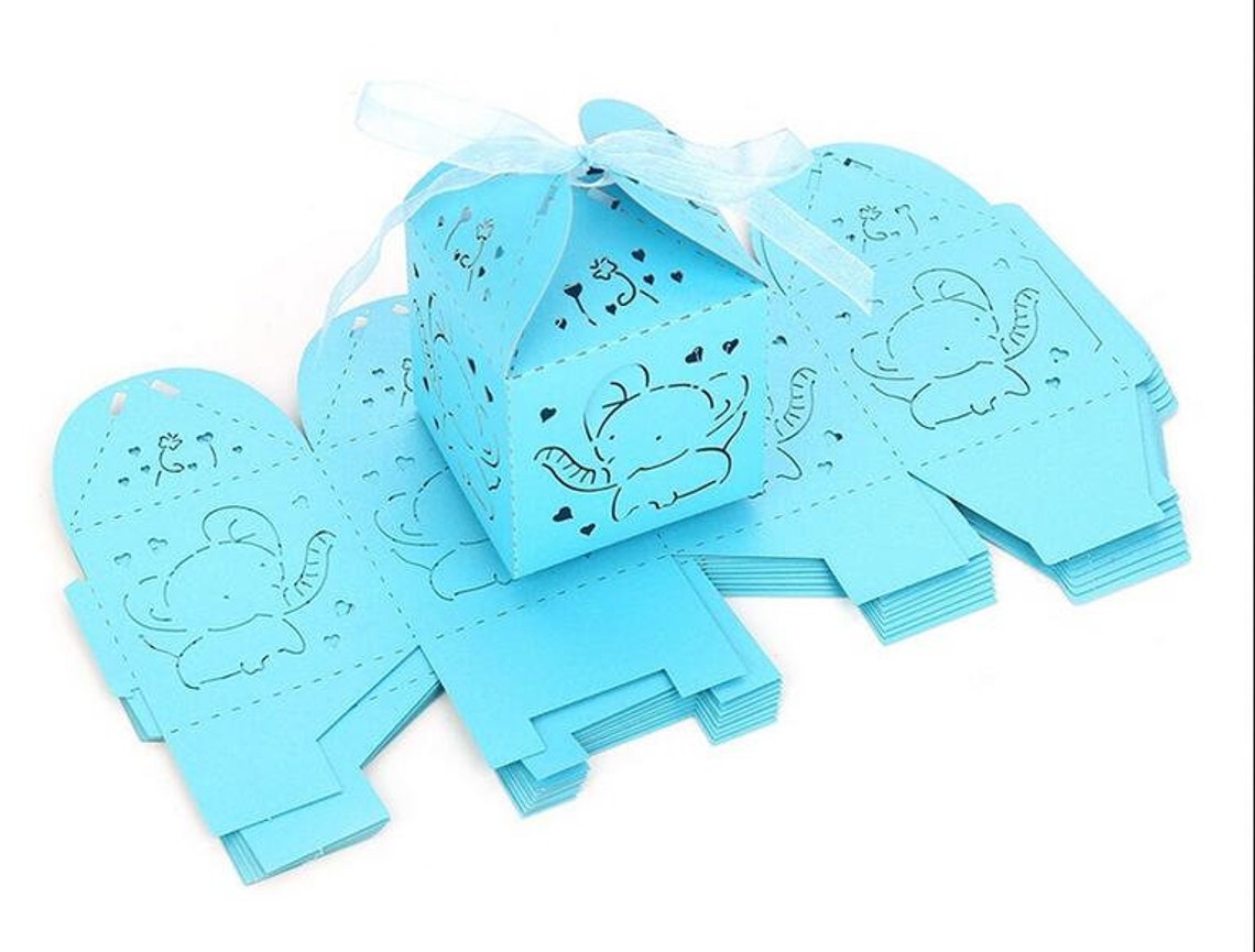 50pcs/100pcs Cute Elephant Favor Boxes Laser Cut Elephant Baby Etsy