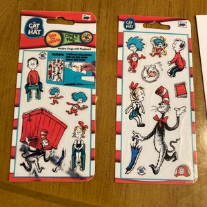 Dr Seuss Cat in the Hat vintage sticker sheets with scene