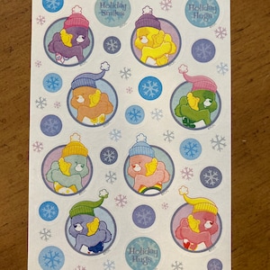 Care Bears Vintage Holiday Winter Wonderland Snowflakes Stickers