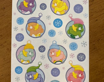 Care Bears Vintage Holiday Winter Wonderland Snowflakes Stickers