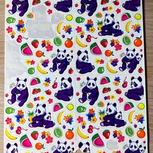 Vintage Lisa Frank Panda and Fruit Stickers