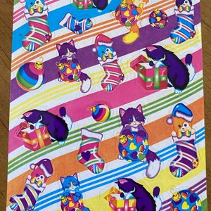Vintage Lisa Frank Chatons en Bas Feuille d’autocollants