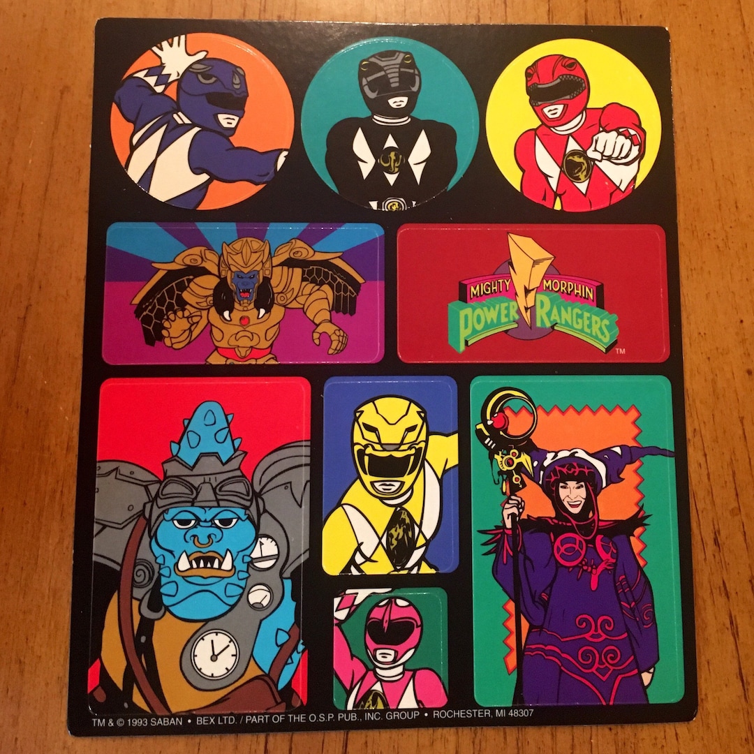 Vintage Power Rangers Sticker Sheet Etsy