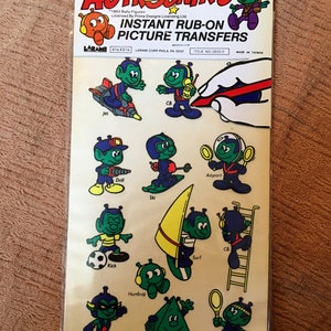 1983 Astrosniks Vintage Rub On Stickers