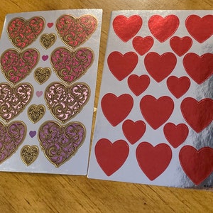 Vintage shiny metallic heart stickers