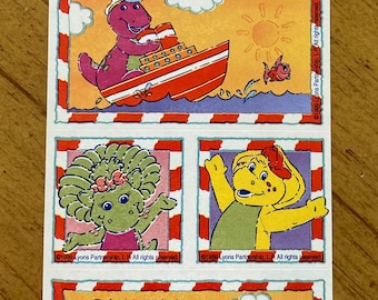 Vintage Barney Sticker Sheet - Etsy