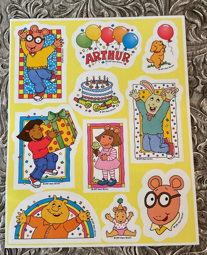 Arthur Sticker Vintage Arthur DW Buster Binky Francine Birthday Childhood Memories ...