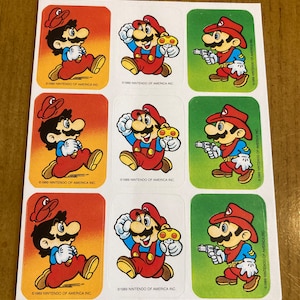 Vintage 1989 Mario Nintendo Stickers