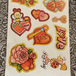 Stickervel Valentijnskaarten vintage 1979