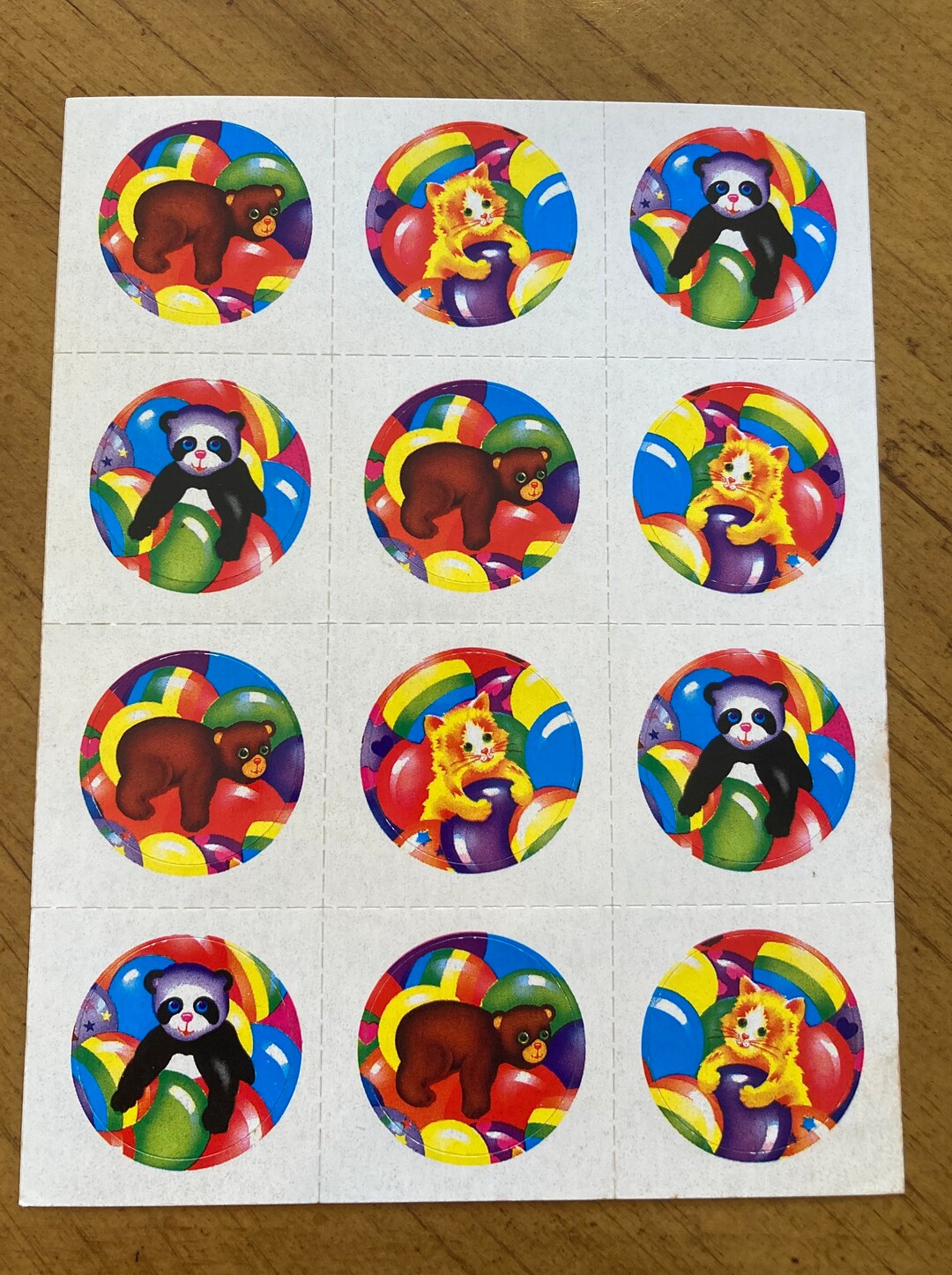 Vintage Lisa Frank Bears and Kittens Sticker Sheet Etsy