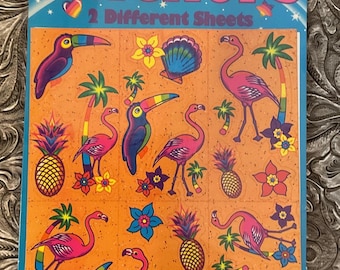 SEALED Set of TWO SHEETS Vintage Lisa Frank Tropical Stickers