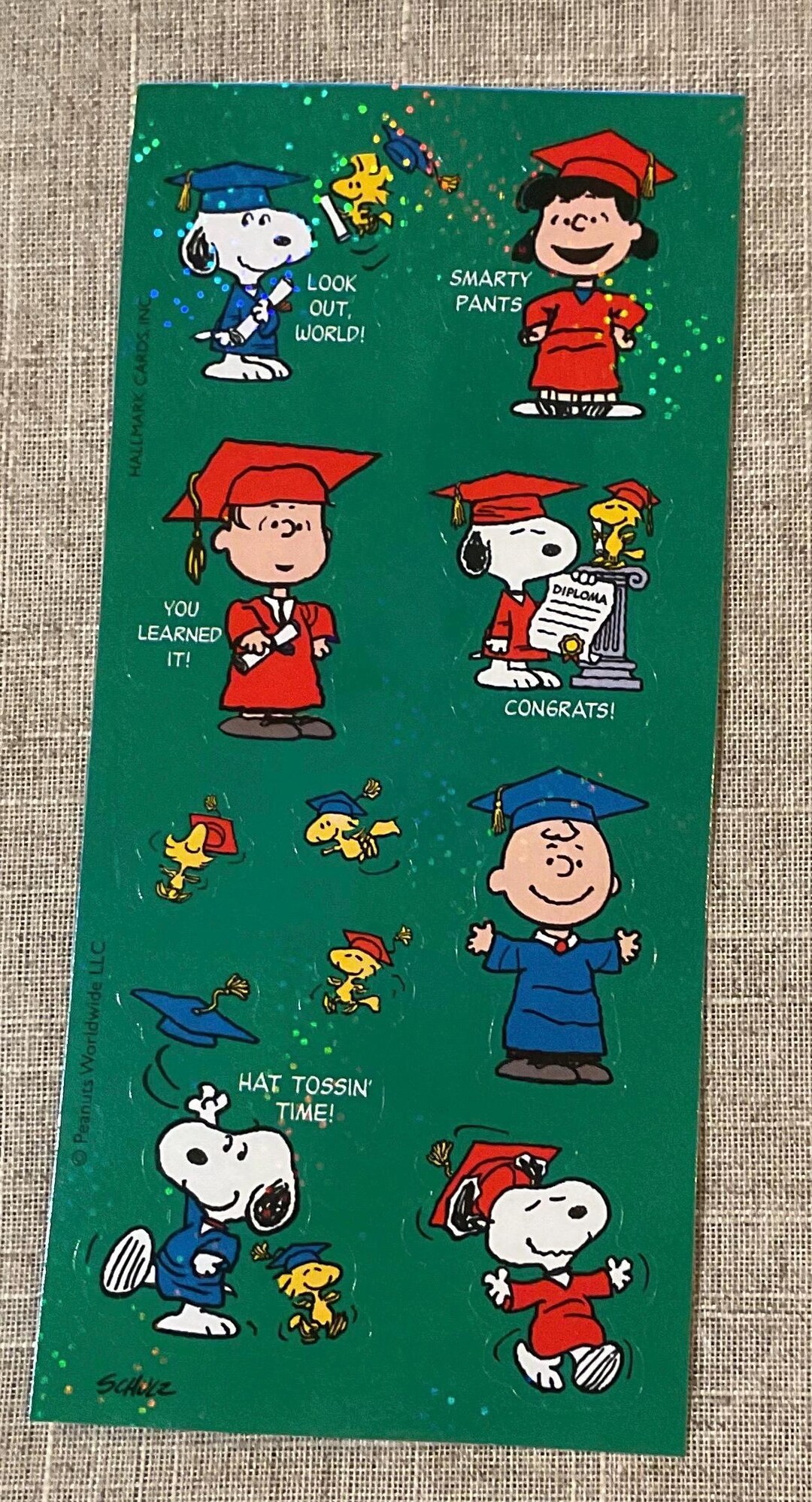 Vintage Peanuts Snoopy & Woodstock Graduation Sticker Strip - Etsy