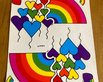 Vintage BJ Rainbow hearts Sticker sheet