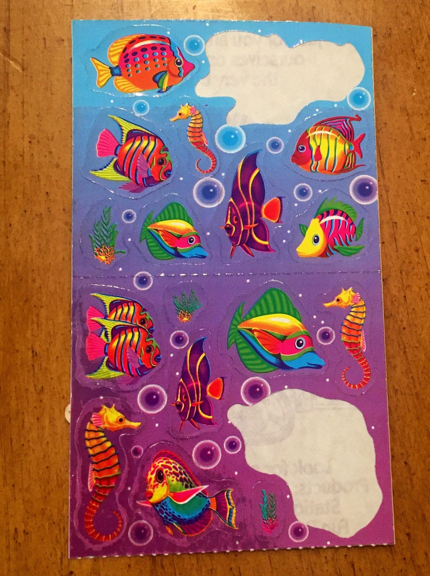 Vintage Prism Sticker Sheet AGC Fishes Complete 80s 90s Shiny Stickers