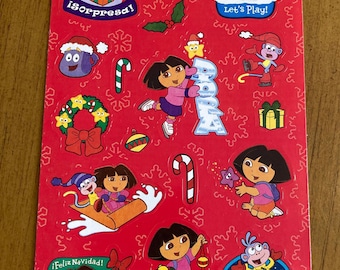 Vintage Dora the Explorer Christmas sticker sheet