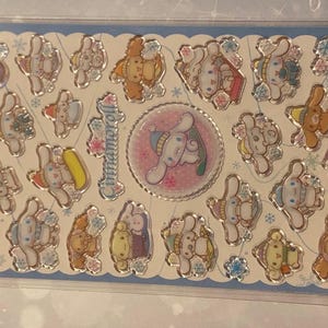 Feuille d'autocollants 3D Kawaii Snowboarding Winter Wonderland 3D de Cinnamoroll