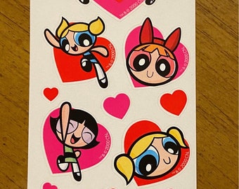 Power Puff Girls Hearts Sticker Sheet