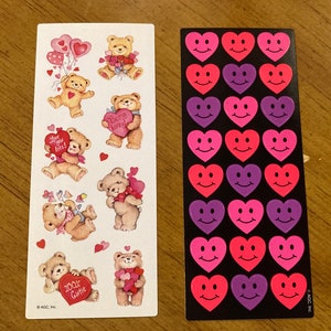 Valentines Teddy Bears and Hearts Stickers