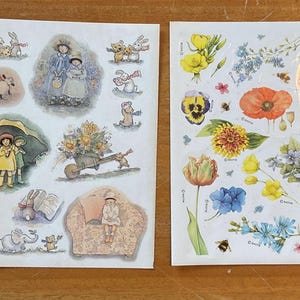 Feuilles d'autocollants vintage des années 90, les averses d'avril apportent des fleurs de mai