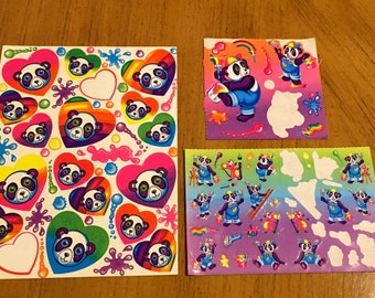 Conjunto de pegatinas vintage de Lisa Frank con forma de panda